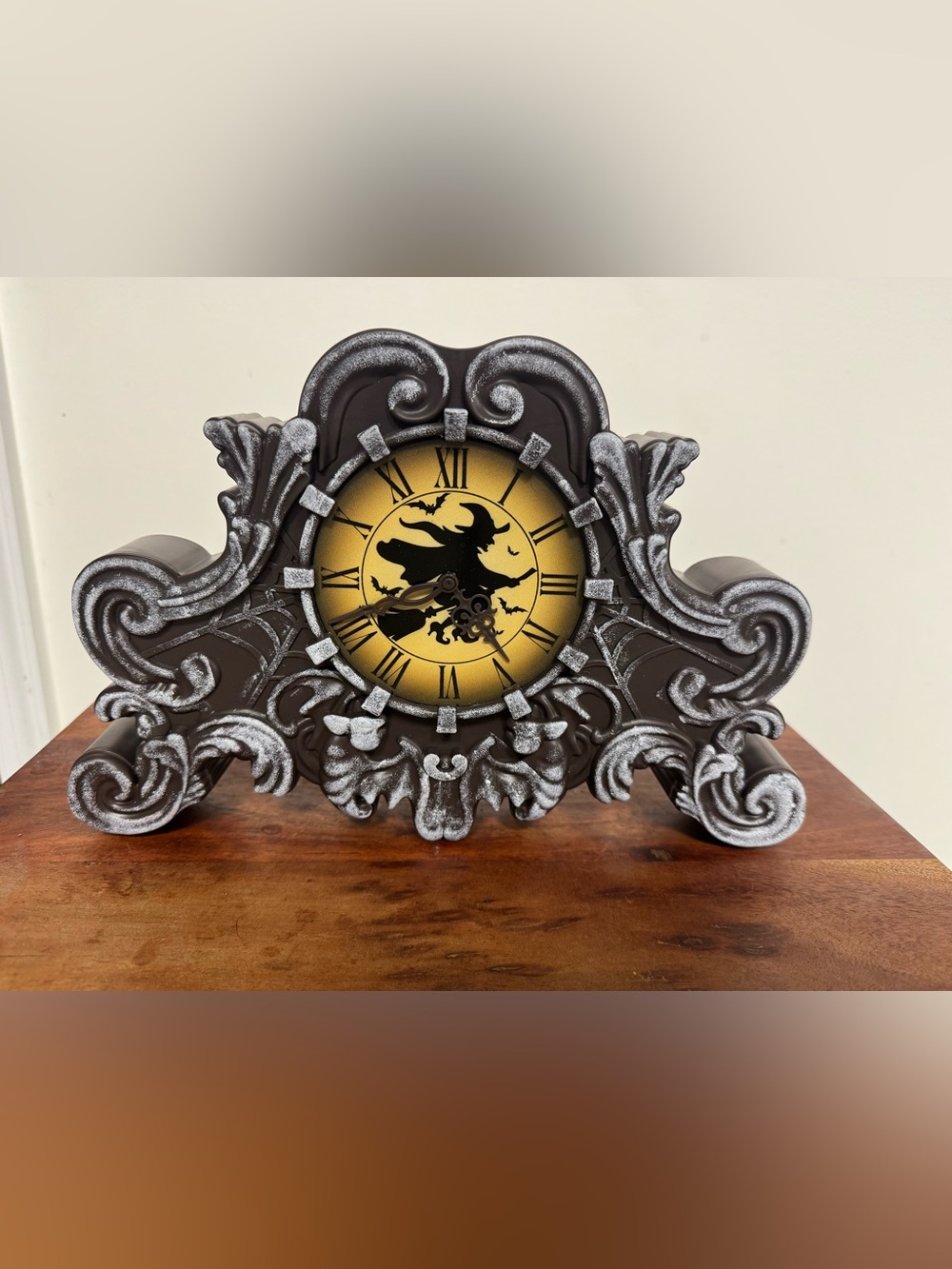 Halloween Witch Mantel Clock - Brown and Yellow Wall Decor